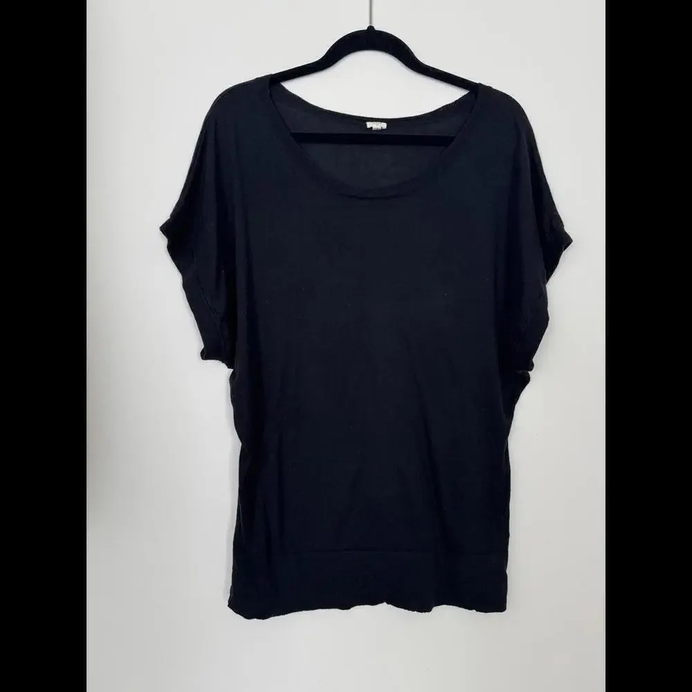 J.Crew Black Loose Fit Wool Blend short sleeve sweater size Medium
